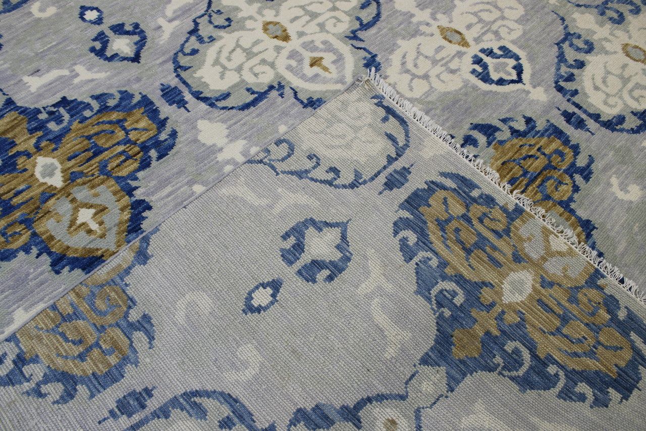 Back of Tribal Ikat Design hand-knotted rug