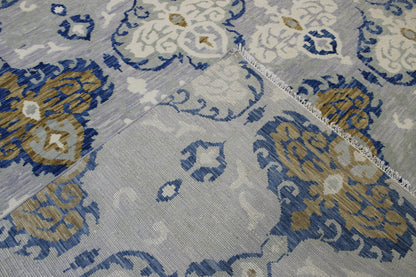 Back of Tribal Ikat Design hand-knotted rug