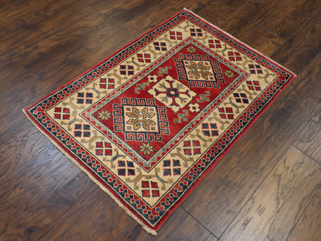 Kazak pattern detail, natural dye rug