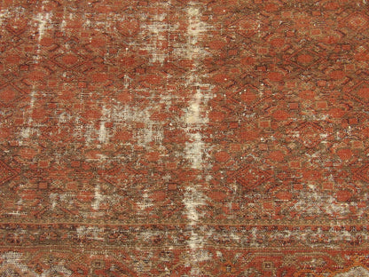 Antique Vintage Worn Out Mir Herati rug border detail