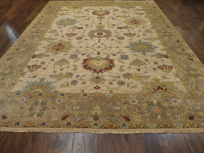 Fine Oushak Ziegler rug corner detail