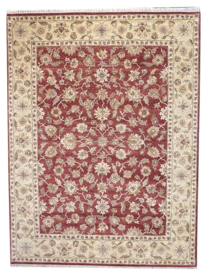 Agra Ziegler hand-knotted wool rug in Gold & Red, full view