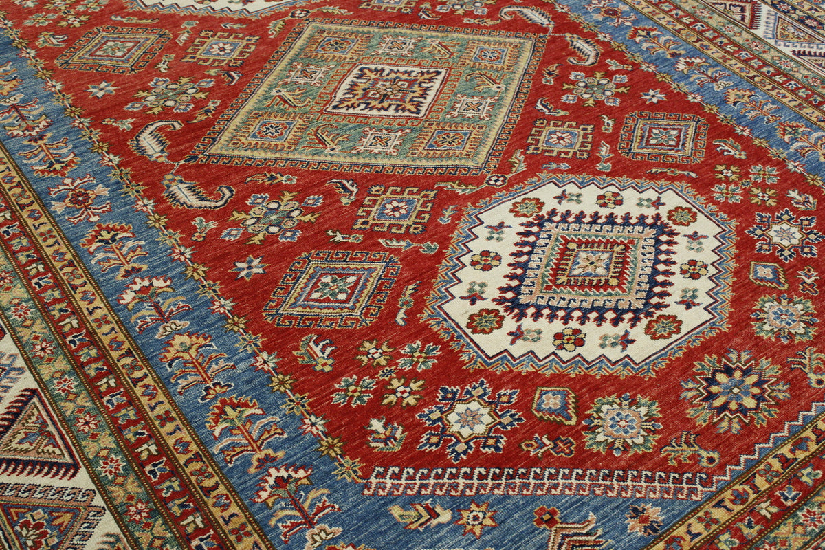 Back of Tribal Super Kazak hand-knotted rug