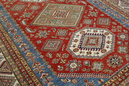 Back of Tribal Super Kazak hand-knotted rug