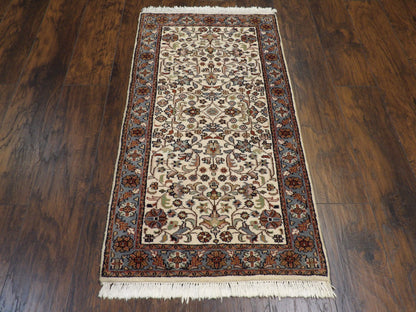 Close-up of wool pile, Blue & Beige rug