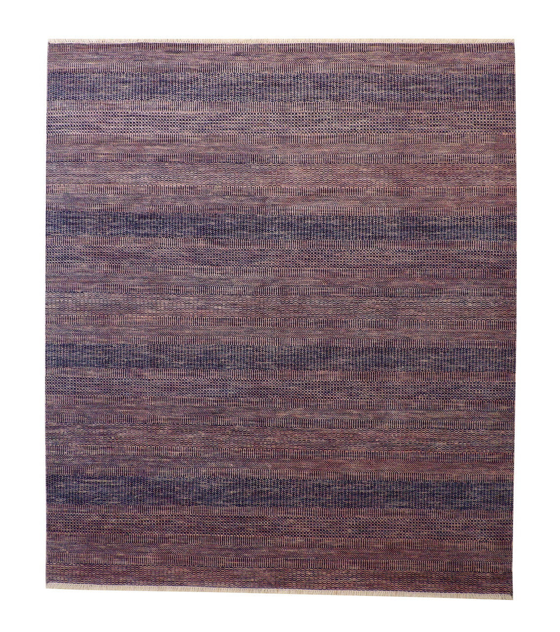 Modern Grass Design hand-knotted wool rug in Blue & Purple, full view