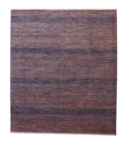 Modern Grass Design hand-knotted wool rug in Blue & Purple, full view