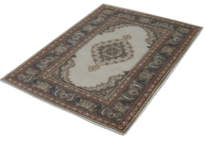 Oushak pattern detail, antique gray and rust rug