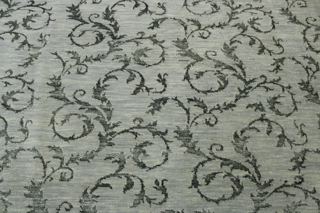 Close-up of wool pile, Green & Gray rug