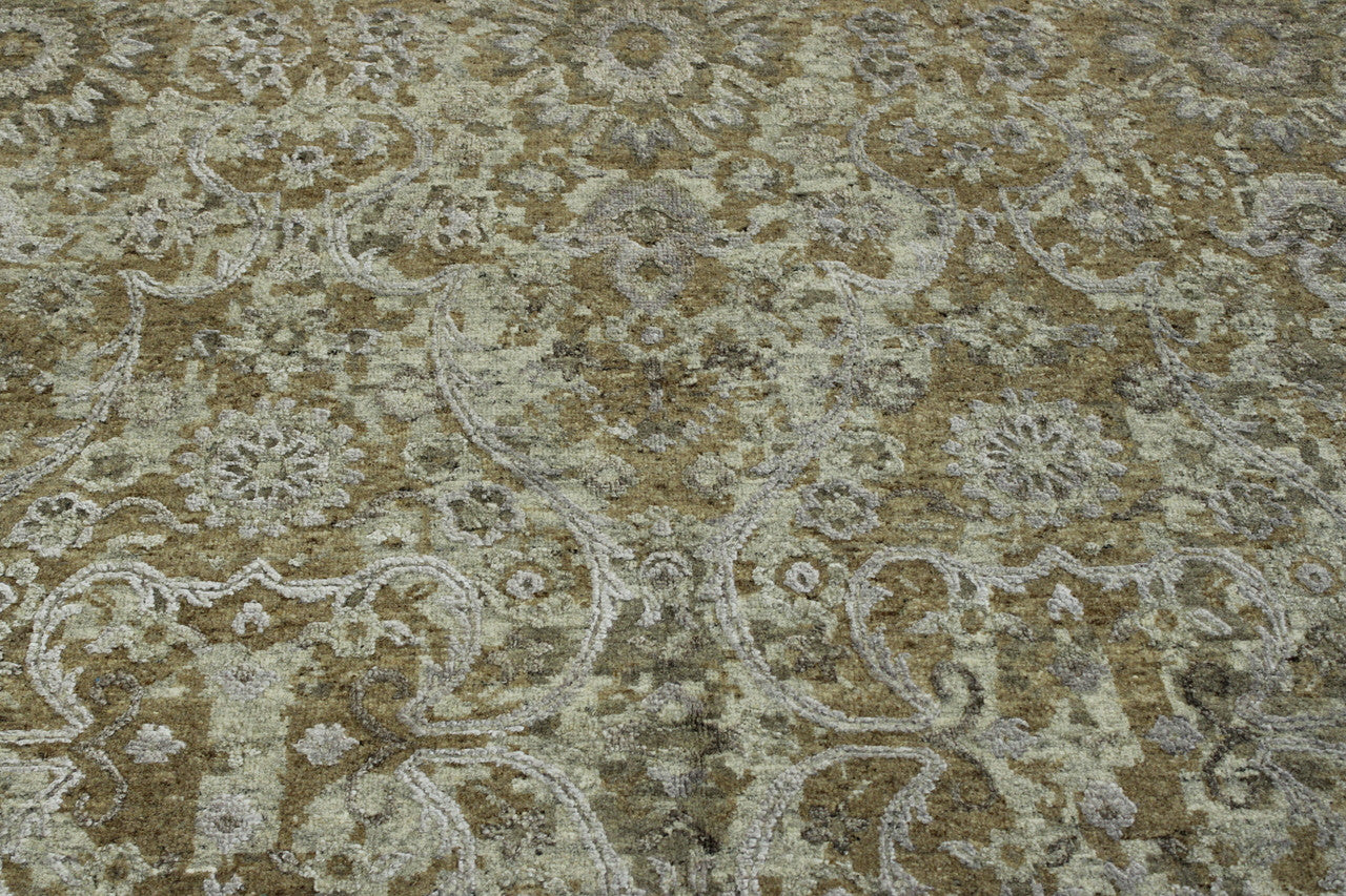 Blue & Brown Transitional Abstract Broken Design rug in room setting