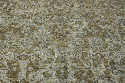 Blue & Brown Transitional Abstract Broken Design rug in room setting