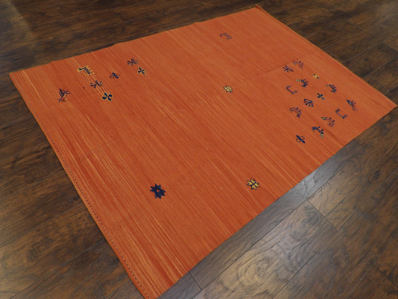 Kilim pattern detail, blue and red rug