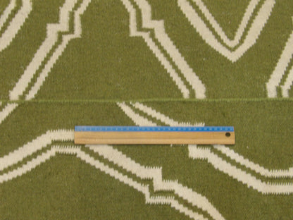 Green & Beige Coastal Flat Weave Indoor/Outdoor Beach rug in room setting
