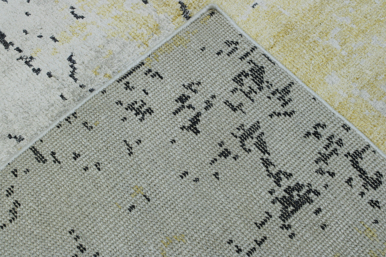 Gold & Gray Modern Abstract Design rug in room setting