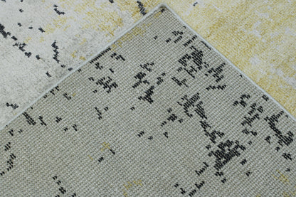Gold & Gray Modern Abstract Design rug in room setting