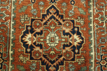 Tribal Indo Heriz rug corner detail