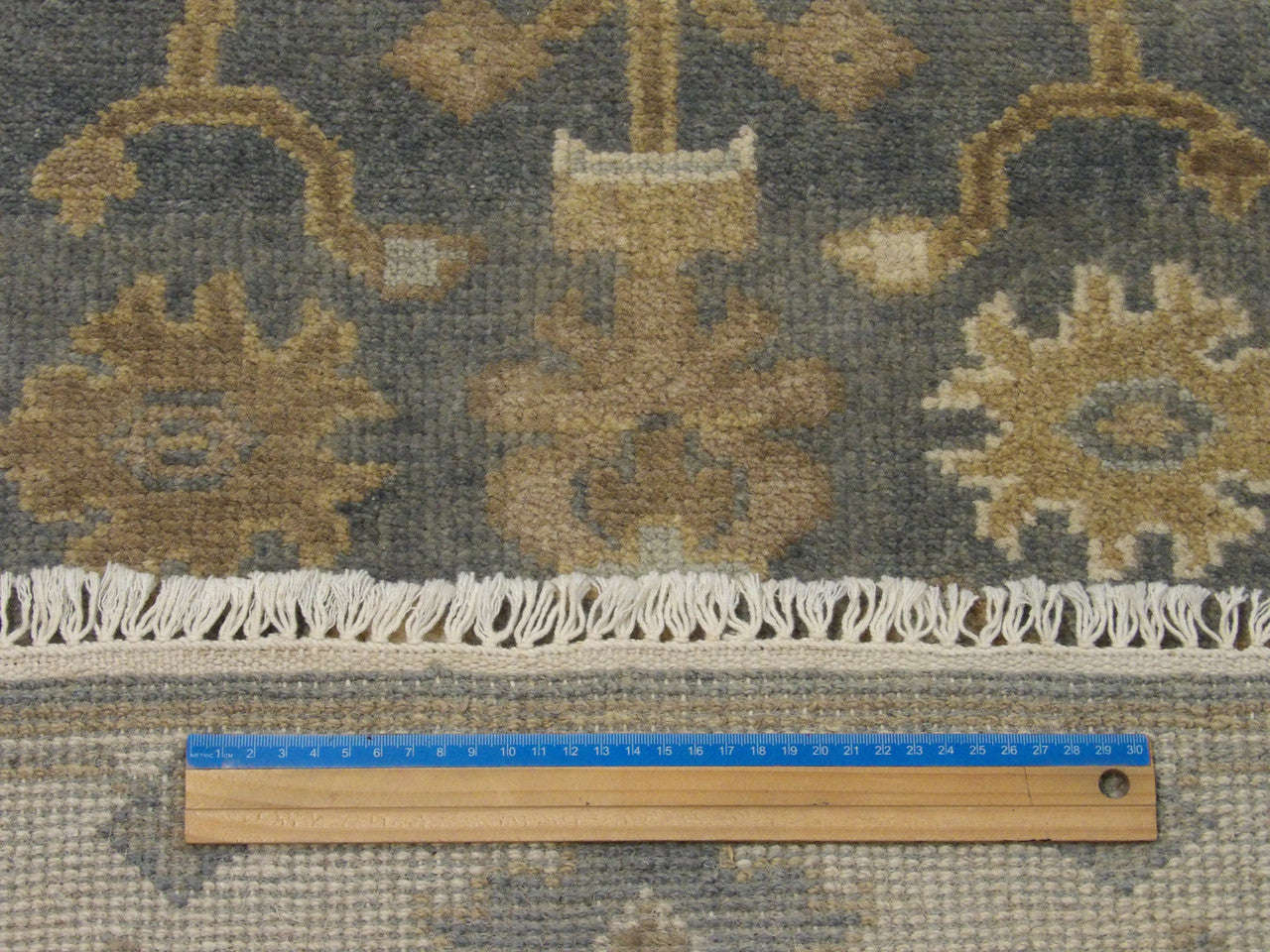 Full view of Turkish Oushak hand-knotted runner