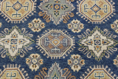 Tribal Super Kazak rug corner detail