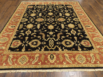 Antique hand-knotted wool rug in Black, 8'0" x 9'7", SKU w943