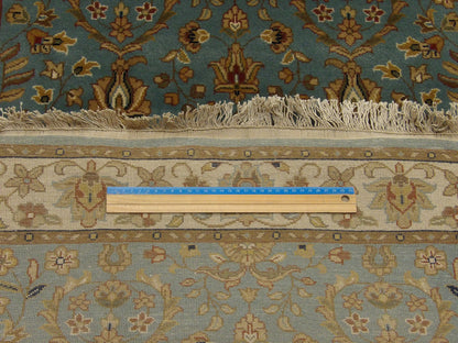 Blue & Beige Fine Persian Kashan rug in room setting