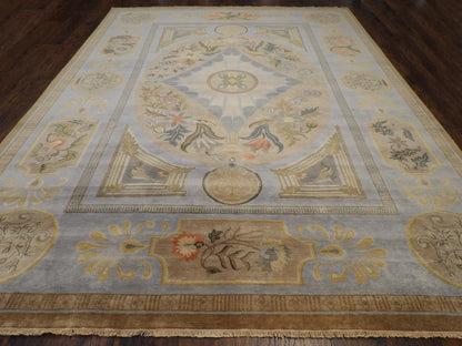 Close-up of wool pile, Blue & Brown rug