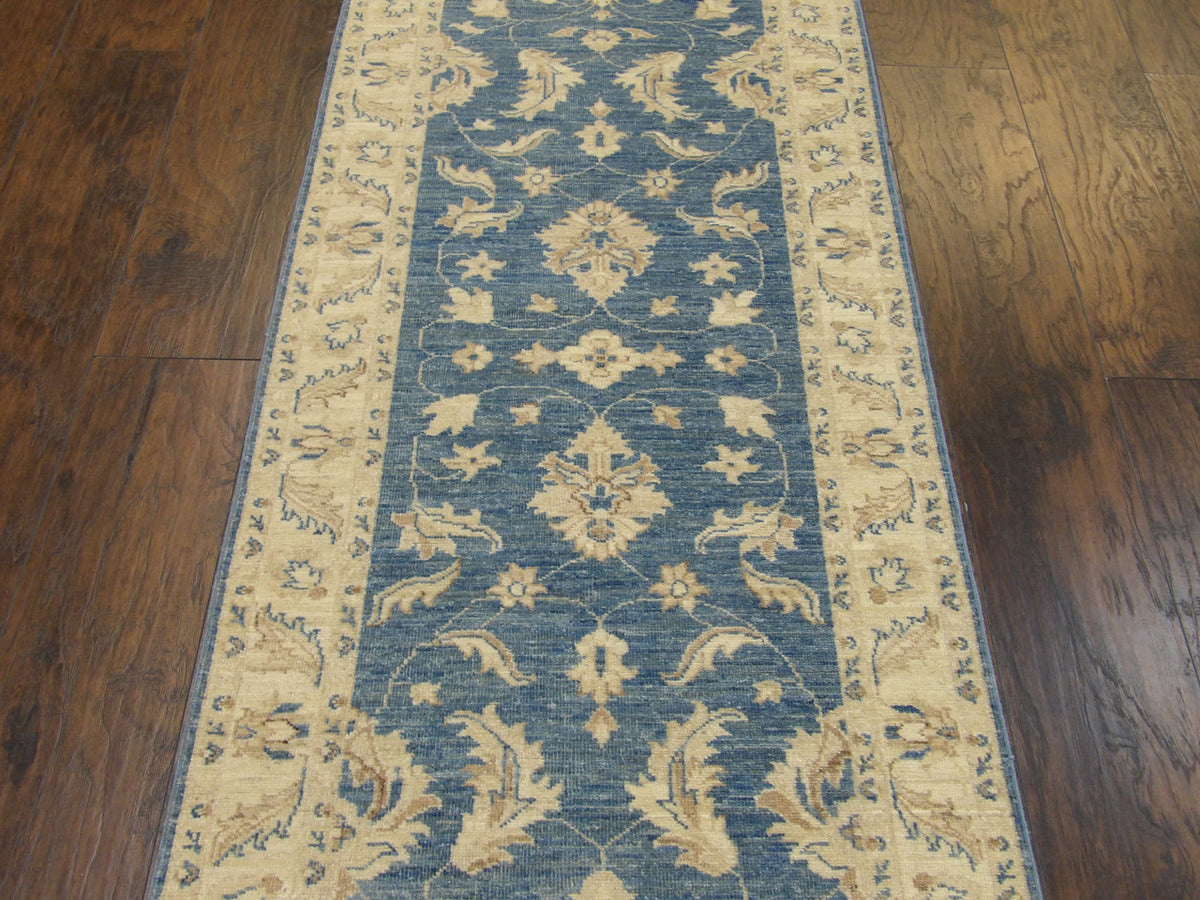 Back of Oushak hand-knotted runner