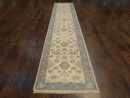 Close-up of wool pile, Blue & Beige rug