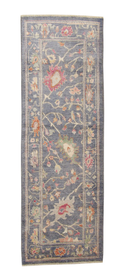 Oushak Colorful Chobi hand-knotted wool rug in Blue, full view
