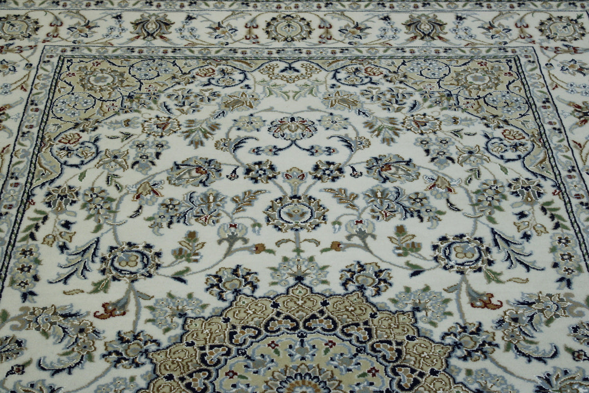 Beige Traditional Fine Nain rug in room setting