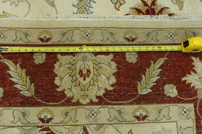 Traditional Agra Ziegler Chobi hand-knotted wool rug in Beige & Rust, full view