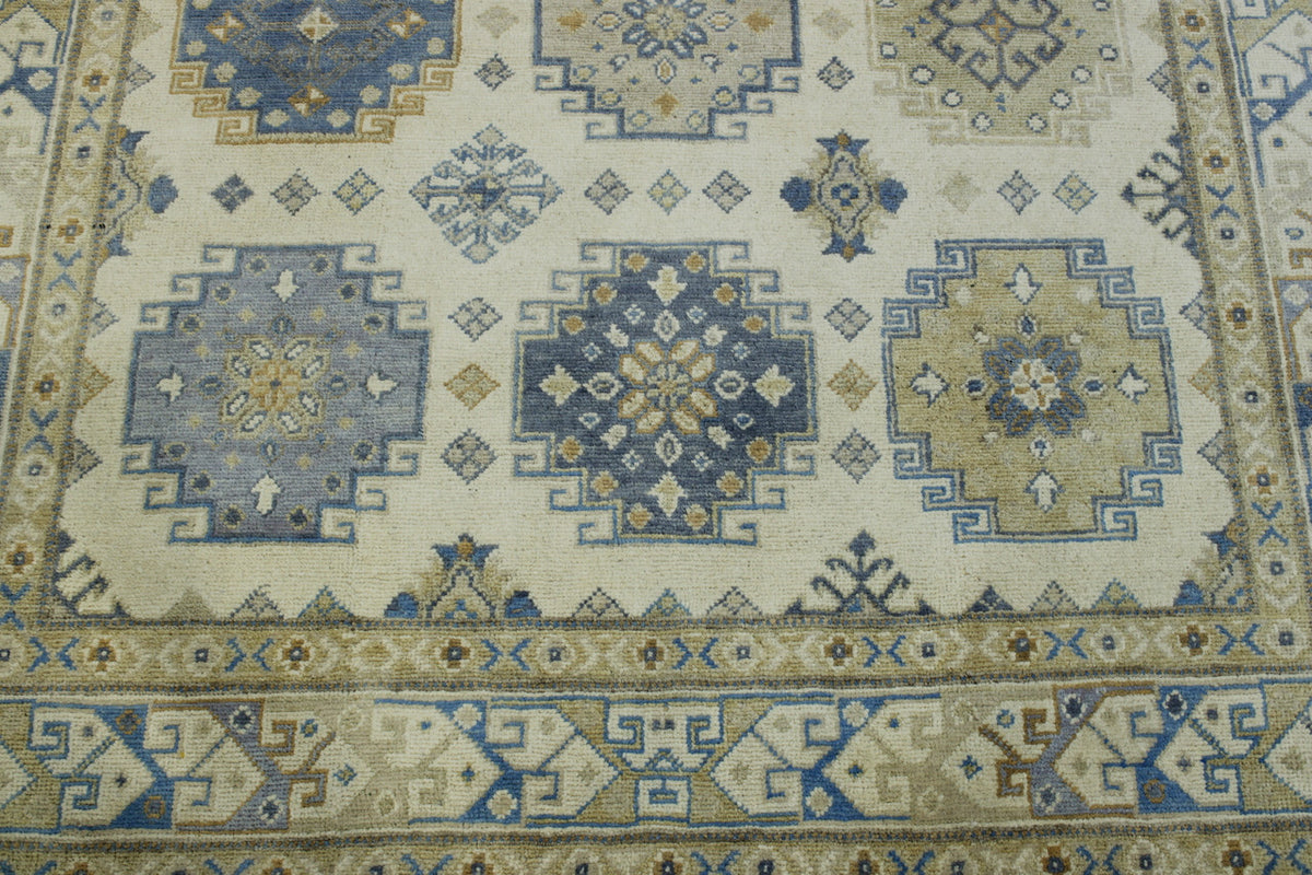 Tribal Super Kazak rug border detail