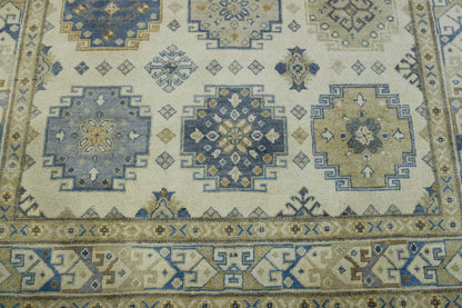 Tribal Super Kazak rug border detail