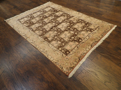 Khotan Oushak pattern detail, vintage brown rug
