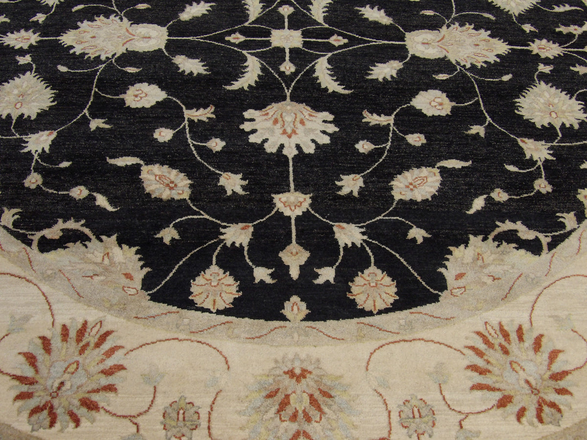 Ziegler Oushak / Peshawar hand-knotted wool rug in Black, 8'0" x 8'0", SKU w509