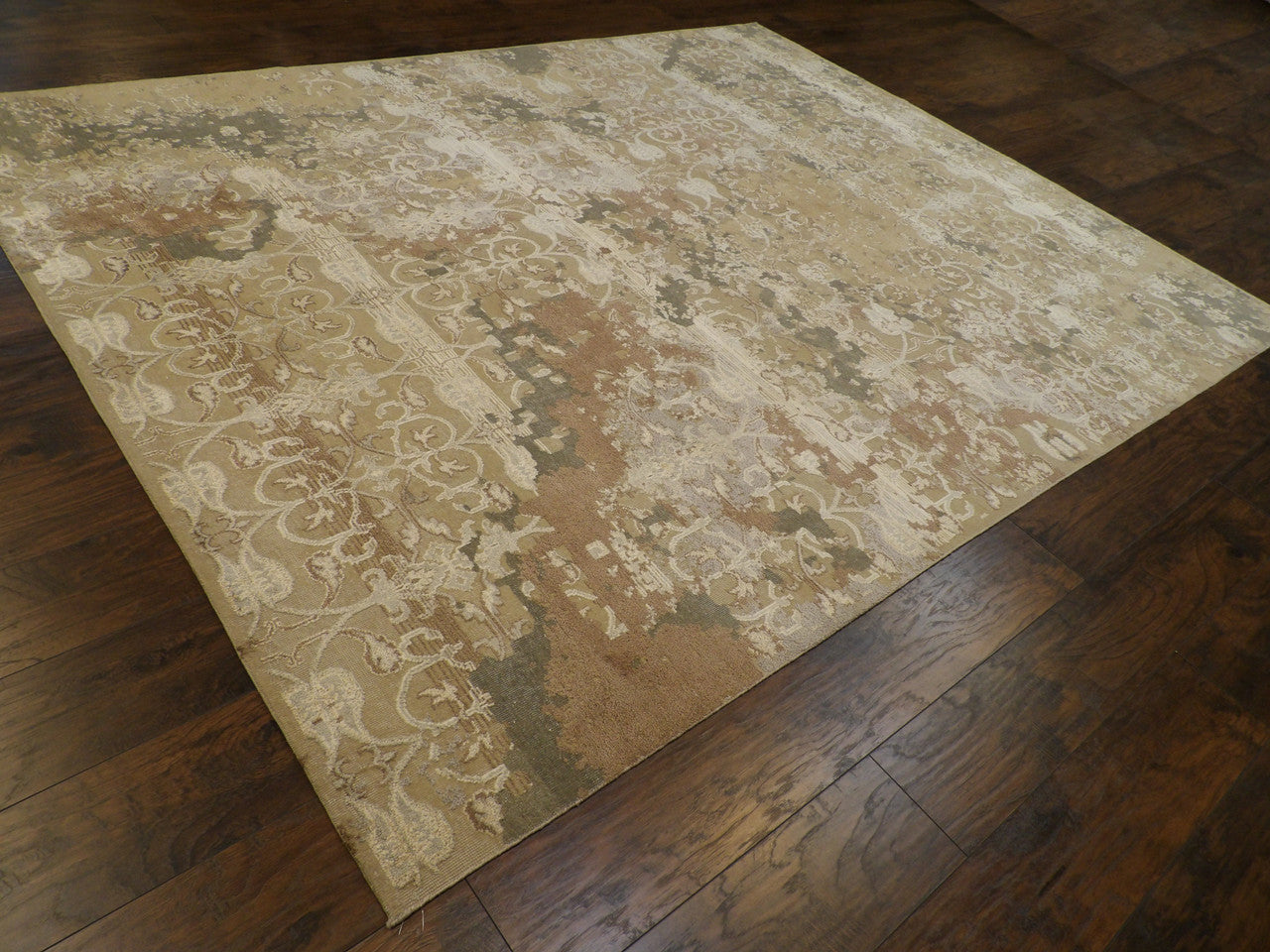 Full view of vintage erase design rug