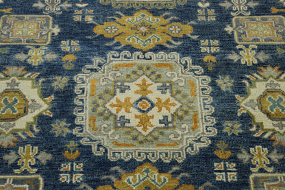 Tribal Super Kazak rug border detail