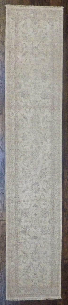 Oushak Chobi Wash hand-knotted wool rug in Ivory, full view
