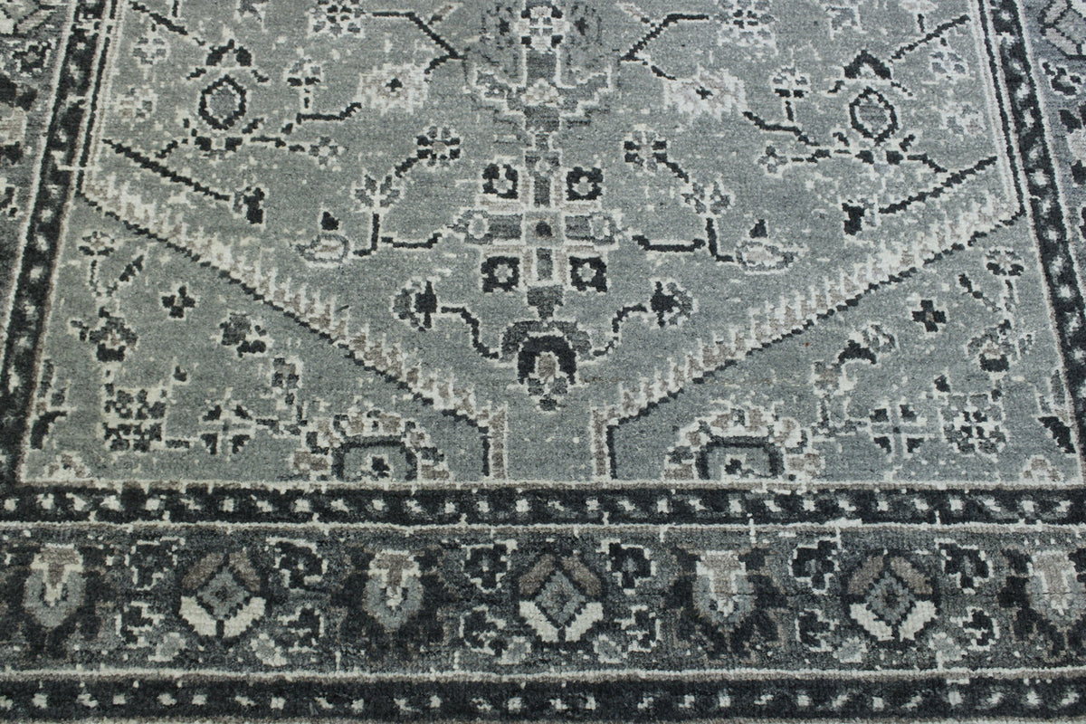 Back of Tribal Heriz Design hand-knotted rug