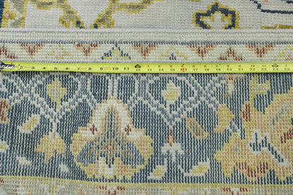 Close-up of wool pile, Blue & Beige rug