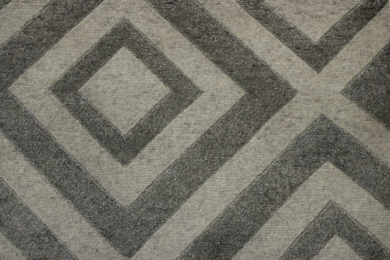 Close-up of wool-silk pile, Silver rug