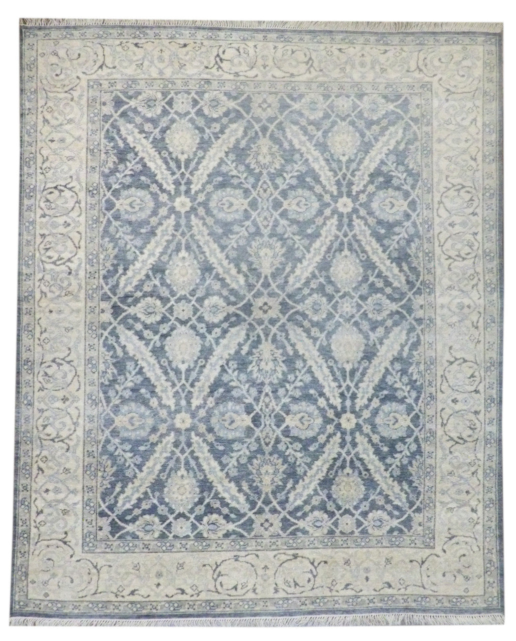 Turk Oushak Natural Dye hand-knotted wool rug in Black & Beige, full view