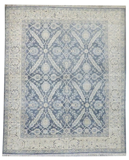 Turk Oushak Natural Dye hand-knotted wool rug in Black & Beige, full view