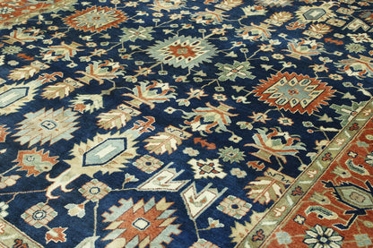 Back of Tribal Heriz hand-knotted rug