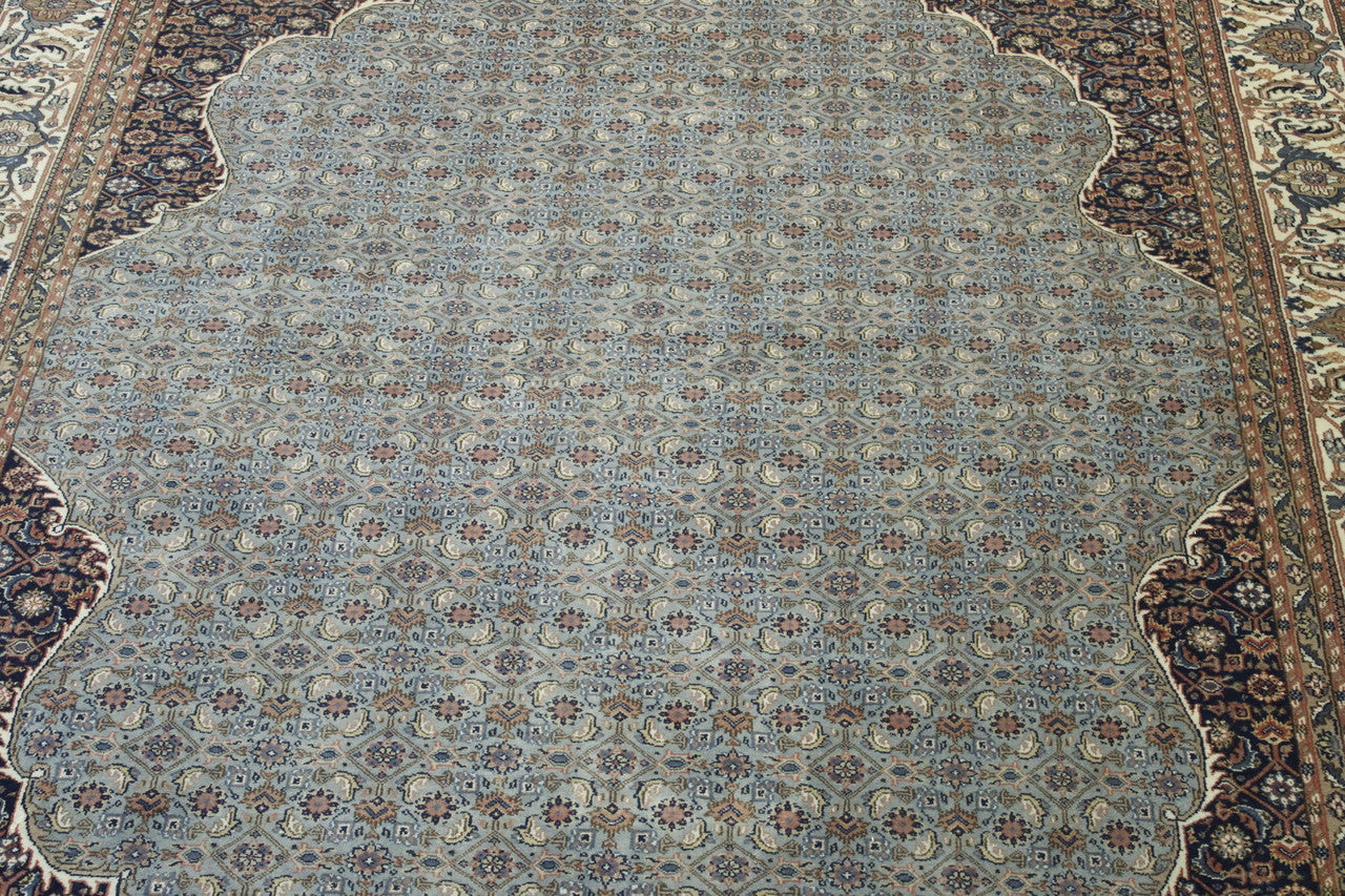 Close-up of wool pile, Blue & Beige rug