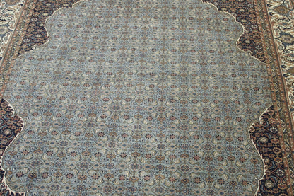 Close-up of wool pile, Blue & Beige rug