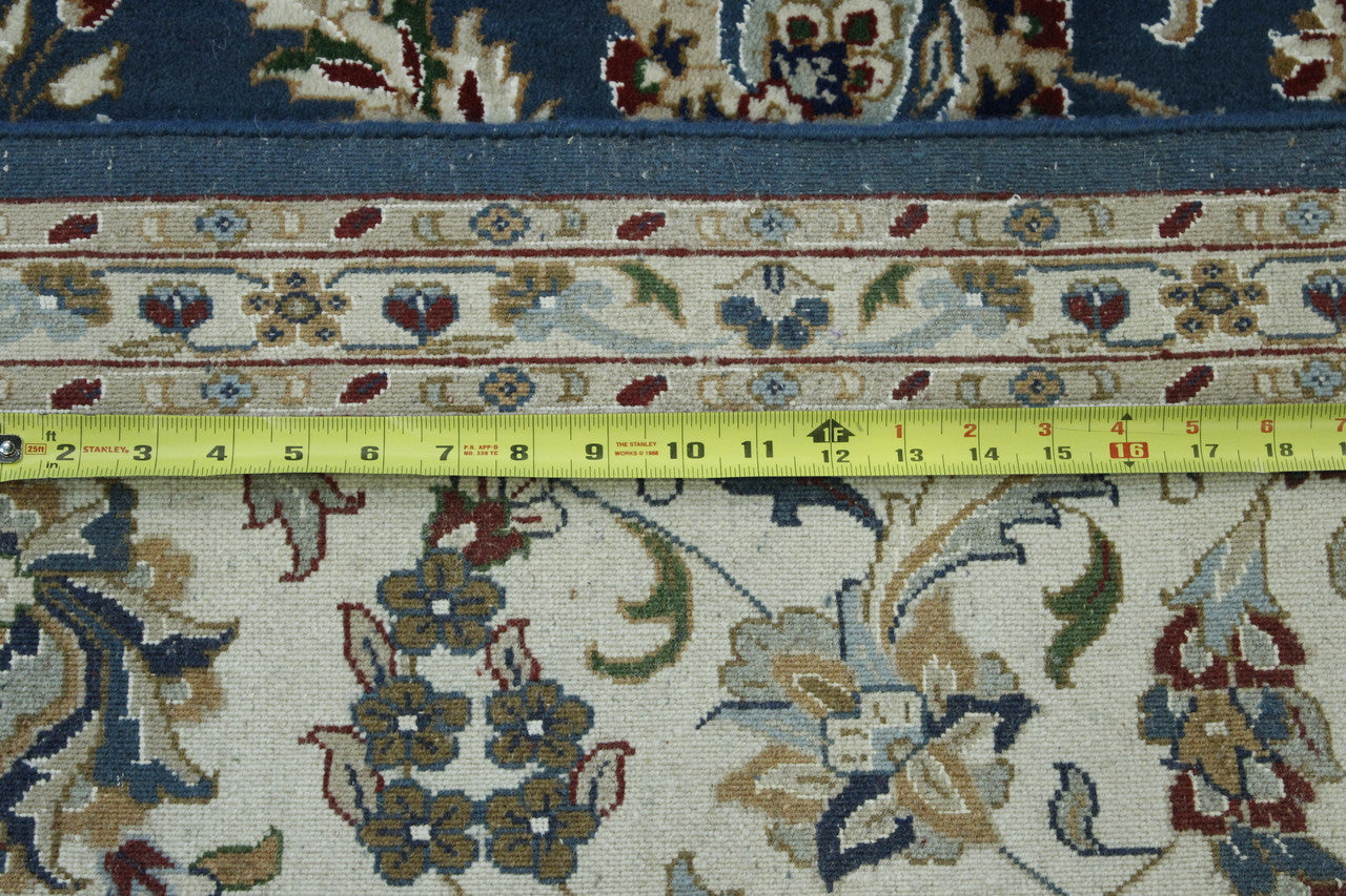 Close-up of wool pile, Blue & Beige rug