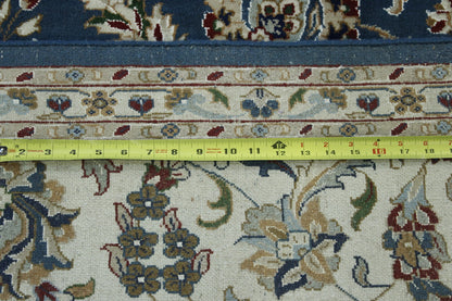 Close-up of wool pile, Blue & Beige rug