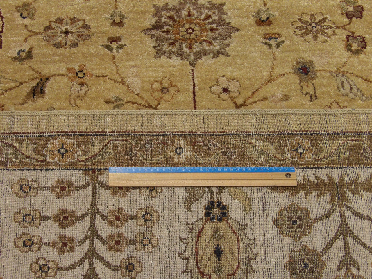 Blue & Beige Agra Ziegler rug in room setting