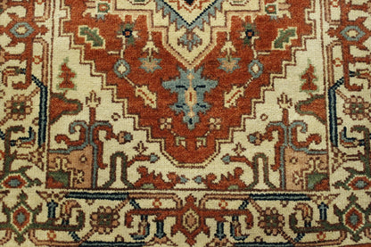Tribal Indo Heriz rug border detail