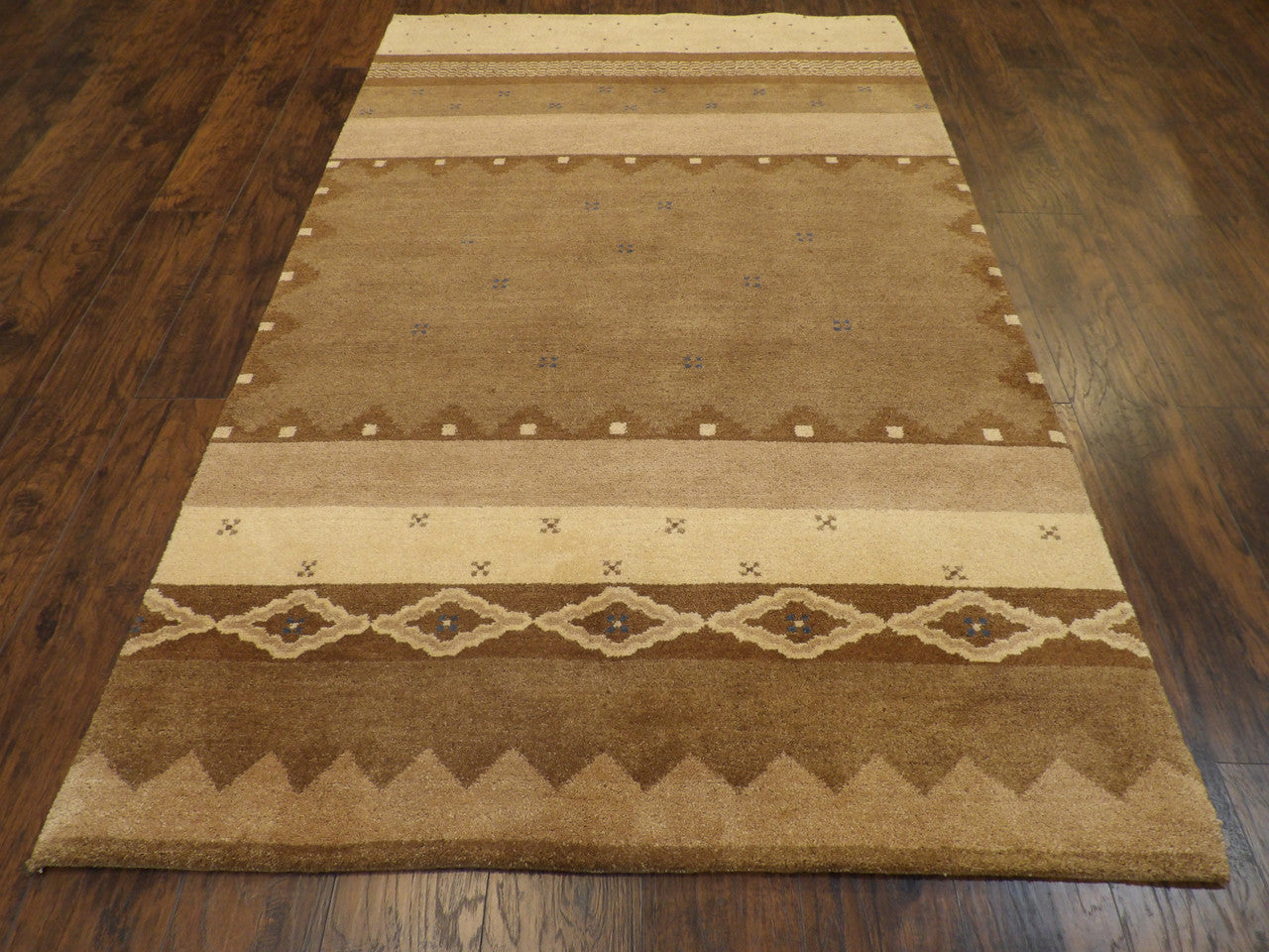 Back of hand-knotted Gabbeh rug showing construction